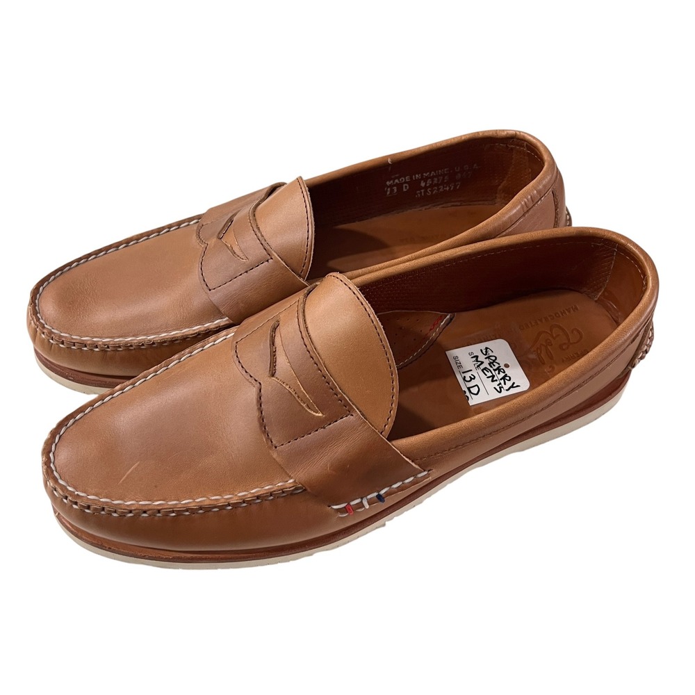 Sperry Gold Cup Handcrafted Penny Loafers Tan Leather Made in Maine STS22497 13D